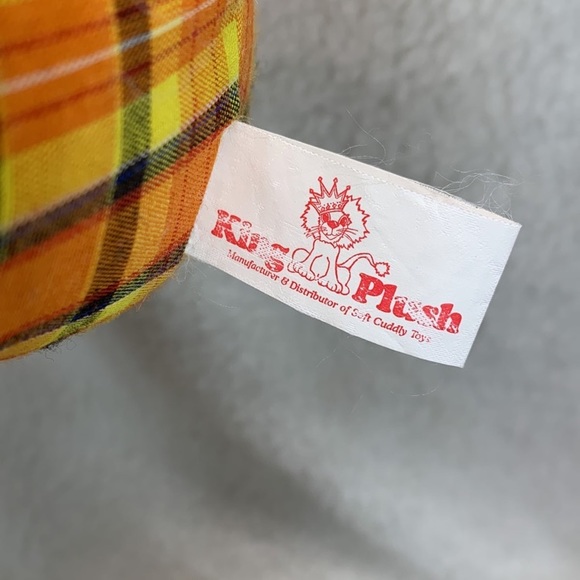 King Plush Mouse plush animal 14" 1998 plaid vintage with paper tag - Picture 11 of 12